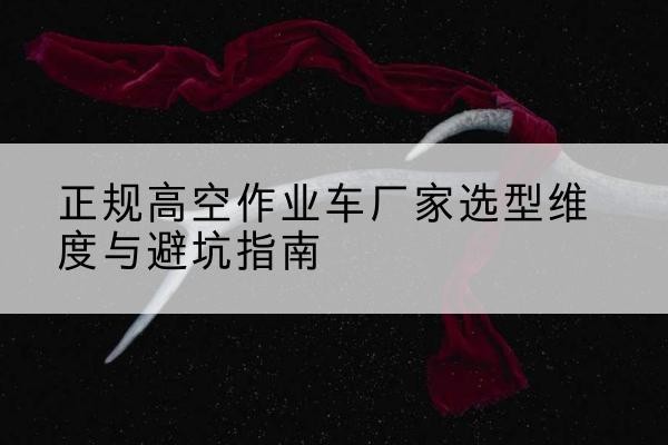 南沙高空作业车厂家-正规选型维度与避坑指南